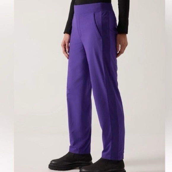 Athleta TALL Brooklyn Lined Pant Stretchy Pull On Slim Tapered Purple - Picture 3 of 10